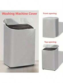 1 pieza Cubierta universal para lavadora - Protector a prueba de polvo y agua para electrodomésticos de lavandería con cremallera, sin necesidad de electricidad ni batería, se ajusta a la mayoría de lavadoras de carga superior y frontal - Gris Claro - Ver 1