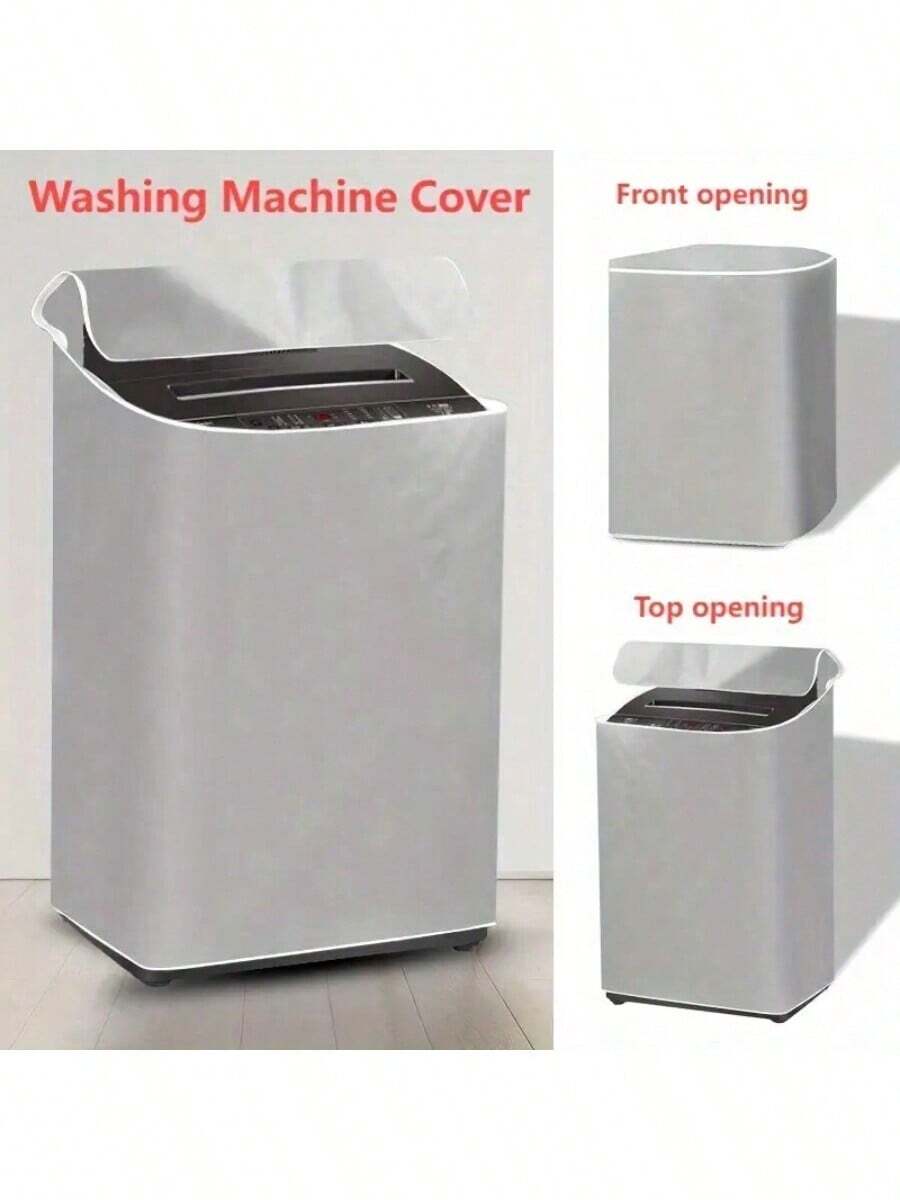 1 pieza Cubierta universal para lavadora - Protector a prueba de polvo y agua para electrodomésticos de lavandería con cremallera, sin necesidad de electricidad ni batería, se ajusta a la mayoría de lavadoras de carga superior y frontal - Gris Claro - Ver 1
