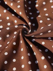 Vivid Eden 大码夏季休闲度假波点印花无袖连衣裙 - 棕色 - 查看 8