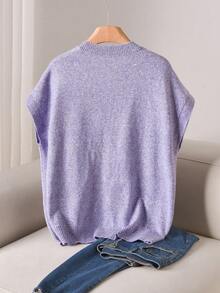 CosyJoli Plus Size Casual Handmade 3D Flower Batwing Sleeve Cardigan - Mauve Purple - View 2