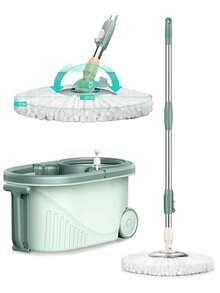 Mop Bucket With 360 ° Rotating Mop System - Includes Ultra-Fine Fiber Mop Heads, Adjustable Handle, Plastic Structure, Perfect For Bathroom, Kitchen, And Store Floor Cleaning, Mop Bucket | Ergonomic Handle | Plastic, Bathroom Mop Bucket - Multicolor - View 7
