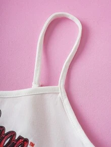 Betty Boop x SHEIN Camiseta de tirantes casual con patrón de figura de dibujos animados retro para mujer, versátil, para uso diario, para verano - Blanco - Ver 6