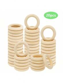 20个天然木环，适用于工艺品、DIY编织，无漆木环，吊坠连接器，80毫米/3.15英寸 - 卡其色 - 查看 10