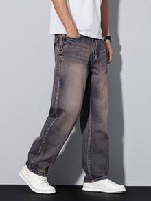 Manfinity Homme Quần jean denim nam màu trơn kiểu dáng thường ngày - Nhiều màu - Xem 4