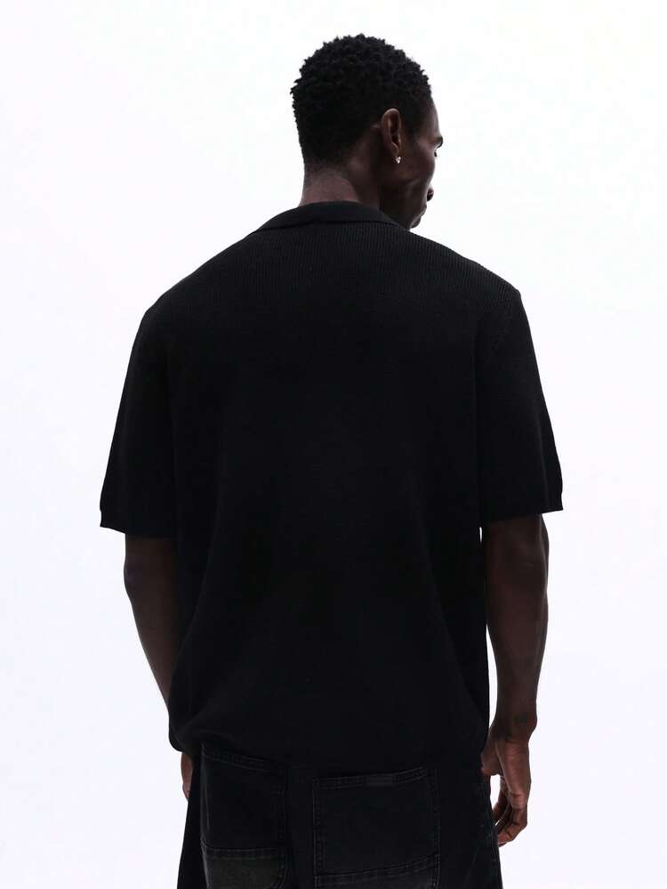 Short Sleeve Polo Knit Top