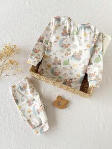 男婴可爱卡通图案针织长袖家居服套装 - 彩色 - 查看 9