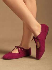 Rosivie Giày bệt buộc dây đơn giản, tiện dụng, dễ đi lại dành cho nữ - Bordeaux - Xem 2