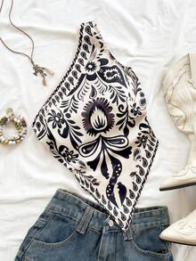 Soleia New Asymmetrical Shoulder Backless Blouse, Suitable For Party, Date, Valentine's Day, Easter, Carnival, Afternoon Tea, Beach Vacation, City Vacation, Bohemian, Boho, Romantic Floral,Carnival - Multicolor - View 4