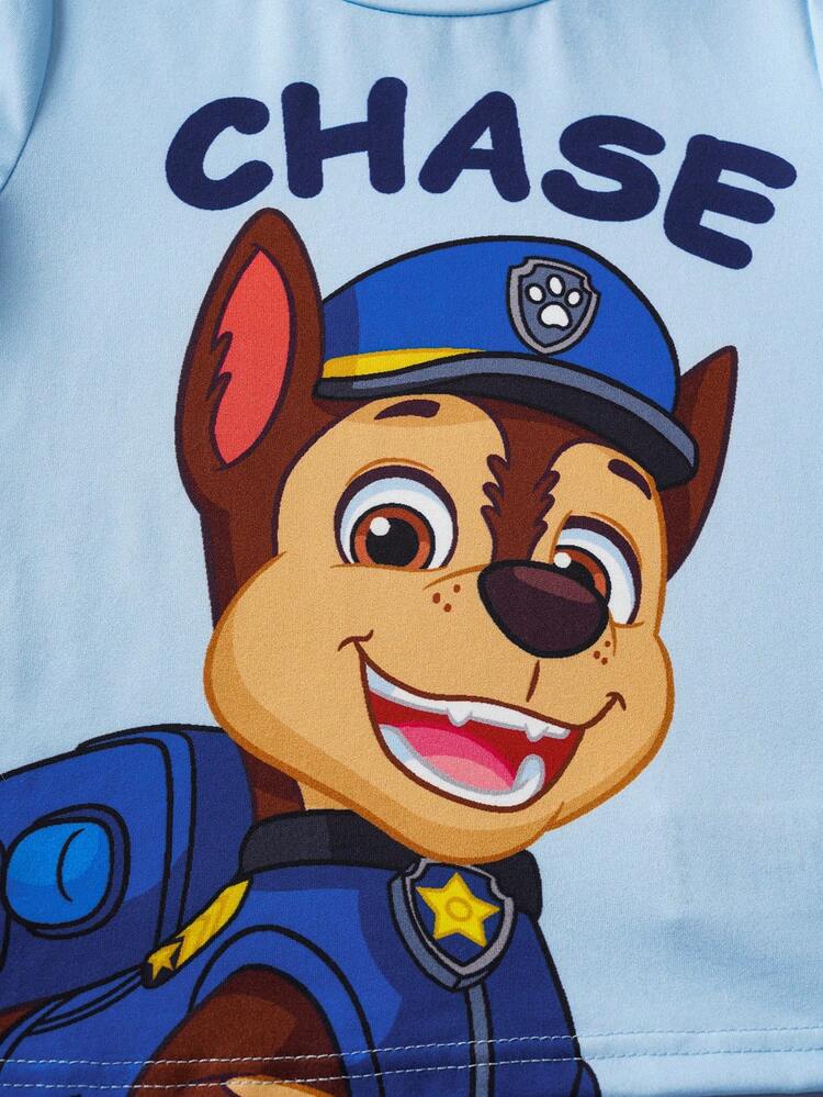 SHEIN | PAW Patrol Set de 3 camisetas de punto de manga corta con cuello redondo y estampado de perro de dibujos animados para niño pequeño - Multicolor - Añade 6