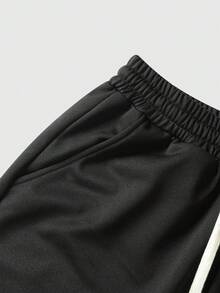 ROMWE MEN Men's Casual Straight-Leg Sweatpants With American Style Virgin Mary & English Text Print, Suitable For Autumn/Winter - Black - View 7