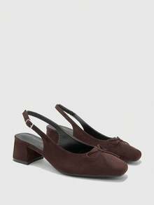 CUCCOO BIZCHIC 女士经典黑色高跟带平底鞋，时尚 - 巧克力棕 - 查看 2