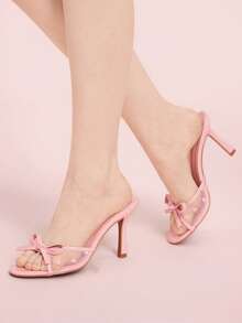 CUCCOO DOLLMOD Giày sandal cao gót mũi nhọn màu nâu bằng da PU dành cho nữ, thích hợp cho kỳ nghỉ xuân, lễ Phục sinh, dạ hội. - Màu hồng - Xem 5