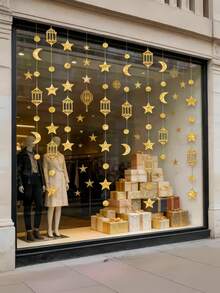 1套易于悬挂的可重复使用星月金色横幅装饰套装，适用于派对、节日、生日、婚礼庆典、家居装饰、活动用品和节日装饰 - 金 色 的 - 查看 4