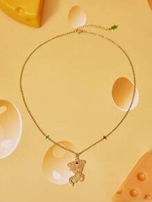 TOM & JERRY X SHEIN Christmas Limited Edition Cartoon Pattern Fashion Necklace - Gold - View 2