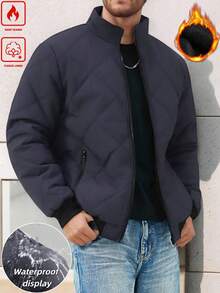 Manfinity Homme Chaqueta de forro polar versátil y de moda para hombres en invierno, chaqueta de hombre, chaqueta bomber de hombre, chaqueta forrada térmica para hombres, ropa de abrigo para hombres - Gris Oscuro - Ver 4