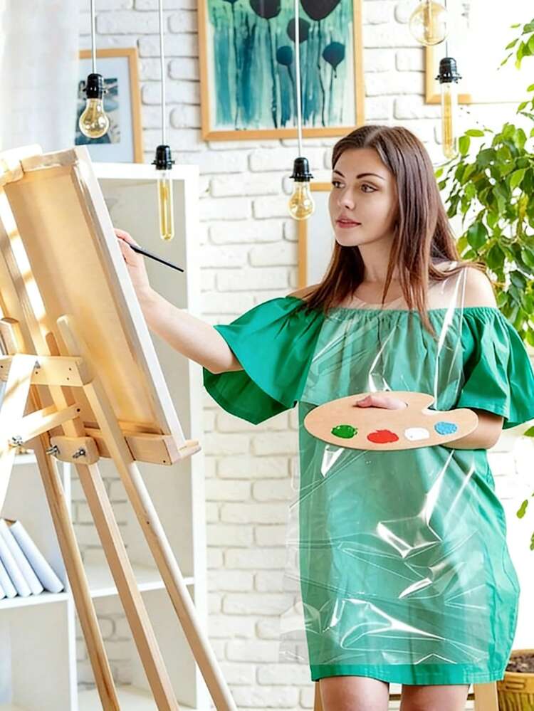 Disposable Plastic Aprons For Cooking, Painting, BBQ & Picnic - Individually Wrapped For Hygiene - Multicolor - View 3