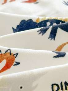 3件套新生女宝宝可爱休闲针织卡通图案长袖连体衣套装 - 白色 - 查看 4