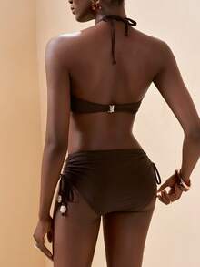 Zivah Bộ đồ bơi nữ màu nâu thanh lịch cho kỳ nghỉ biển năm 2025 - màu nâu - Xem 3