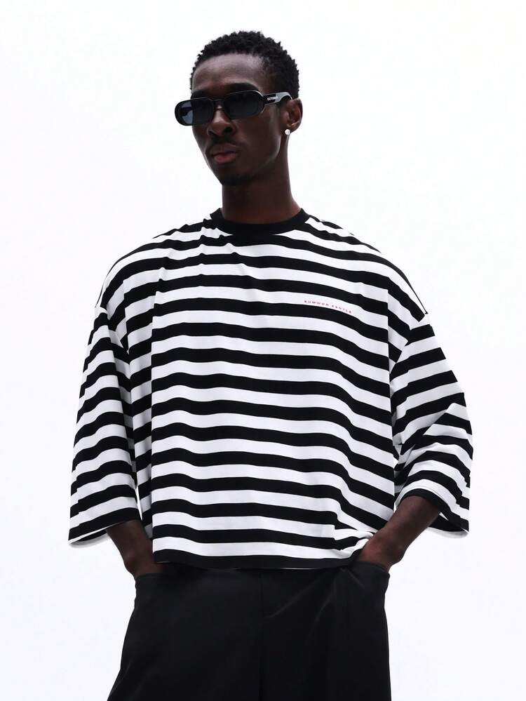 Horizontal Striped Crew Neck T-Shirt
