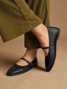 Rosivie Ballerines casual polyvalentes pour le travail avec boucle pour femmes - Noir - Voir 1