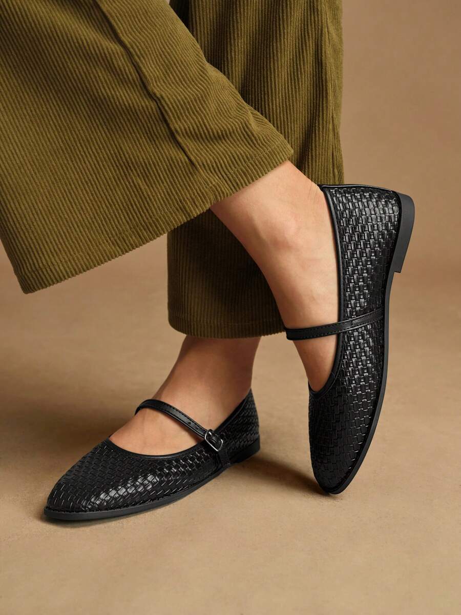 Rosivie Ballerines casual polyvalentes pour le travail avec boucle pour femmes - Noir - Voir 1