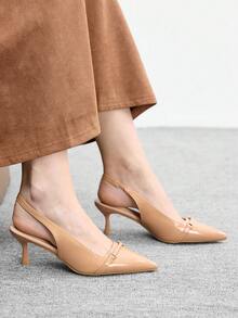 CUCCOO BIZCHIC Zapatos de tacón de punta elegantes para mujeres para ir al trabajo - Albaricoque - Ver 4