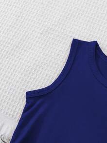 Elladie kids 两件套女童休闲无袖上衣和条纹短裤套装，蝴蝶结设计 - 藍色 - 查看 5