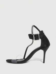 CUCCOO SZL Women's Rhinestone Decor Fashion Buckle Design Elegant High Heel Sandals For Christmas - Black - View 11