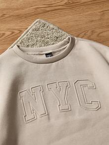 SWAVVY 男士字母图案卫衣圆领长袖卫衣，适合送给朋友、丈夫、男朋友的礼物，秋季、冬季 - 駝色 - 查看 3