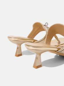 CUCCOO TILAWA Women's Fashionable Elegant Party Thong Heeled Sandals Valentine's Day - Gold - View 6