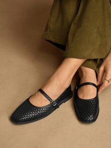 Rosivie Ballerines casual polyvalentes pour le travail avec boucle pour femmes - Noir - Voir 6