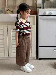 DAZY Toddler Girls' Casual Solid Color Wide Leg Pants - Khaki - View 7