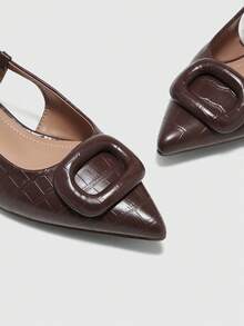 CUCCOO BIZCHIC Giày bệt hở lưng màu trơn tối giản dành cho nữ, đi làm và thường ngày - Cà phê nâu - Xem 8