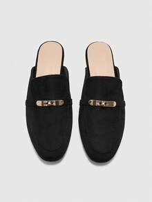 CUCCOO BIZCHIC Damen Runde Zehe Flache Lässig Mule Schuhe, Bequeme Loafer für Pendeln, Einkaufen, Dates - Roségold - Übersicht 2