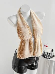 Comfortcana 2025秋冬新款时尚女士性感露背鹿纹仿毛皮吊带上衣，适合街头、度假、秋冬季节、圣诞节、新年、海滩、派对、优雅休闲等各种场合穿着。 - 紫紅色 - 查看 6