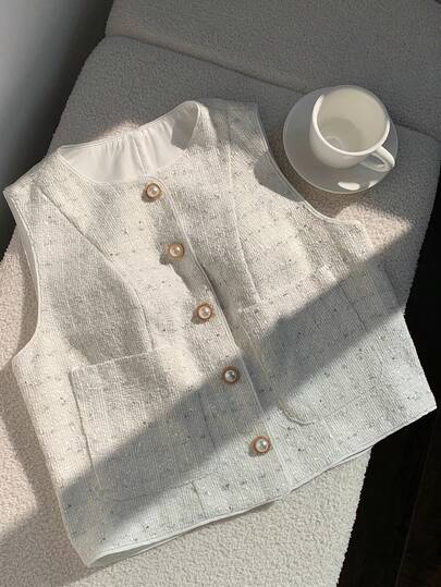 Comfortcana 大码女士优雅单排扣马甲薄款西装外套