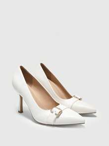 CUCCOO BIZCHIC Women's Elegant Pointed Toe Pumps With Buckle, Suitable For Commuting Valentine's Day - Chantilly - View 7