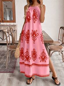 Vivid Eden 女士露背流苏系带高开衩休闲度假连衣裙 - 彩色 - 查看 3