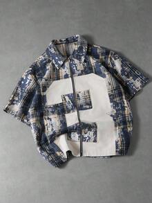 PAVTROS Áo sơ mi nam tay ngắn kẻ caro cổ điển, kiểu dáng đường phố và retro, họa tiết kẻ caro kinh điển với hiệu ứng mài mòn, thiết kế số tối giản, sự kết hợp hoàn hảo giữa hiện đại và cổ điển, phù hợp cho trang phục thường ngày, đường phố, hoạt động ngoài trời, tiệc tùng theo chủ đề, trang phục thời trang, quà tặng ngày lễ, quà tặng cho bạn trai/chồng. - Màu xanh hải quân - Xem 3