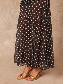 Lumalex Women's Elegant Polka Dot Mesh Sleeveless Fitted Flared Dress, Spring/Summer - Multicolor - View 8