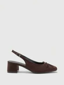 CUCCOO BIZCHIC 女士经典黑色高跟带平底鞋，时尚 - 巧克力棕 - 查看 6