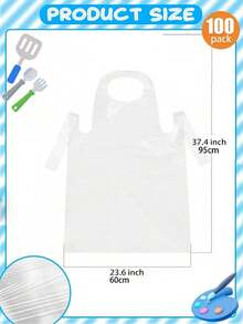 Delantales de plástico desechables para cocinar, pintar, barbacoa y picnic - Envueltos individualmente por higiene - Multicolor - Ver 8