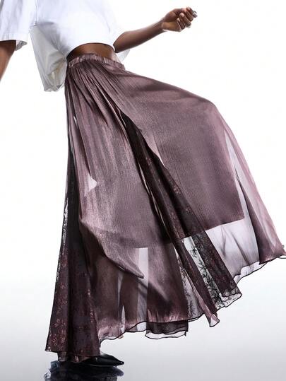 LYSMO 2026 New Arrive Minimalism Spring/Summer Women's Elastic Waist Contrast Lace Elegant A-Line TOP/ Summer Outfits/ Summer Tops /Spring Outfit Women /Spring/ Spring Break Outfits /Valentine's Day/Valentine Outfits For Women / Valentine Clothes/Birthday Outfits For Women /Birthday /Going Out Top/Going Out Tops For Women /Oing Out Tops /Elegant Women's Blouses /Elegant Blouses For Ladies / Elegant Dress Women/Casual Blouses For Women/Vacation Outfits Women /Vacation/Summer Holiday Outfits / Holiday Outfits For Women /Vacation Outfits For Women/ Y2k /\Y2k Clothes / Y2k Women/2000s Style /Y2K Top/ Brown Top/Brown