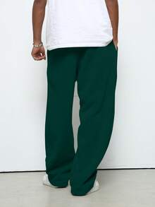 Manfinity EMRG Men's Drawstring Pocket Casual Loose Fit Sweatpants - Dark Green - View 2
