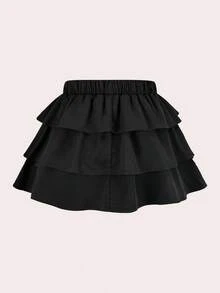 SHEIN EZwear 大码女式纯色百褶裙，休闲日常穿着