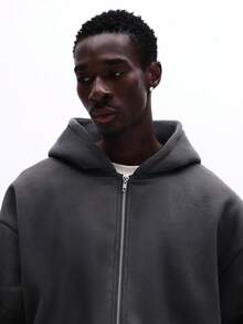 SUMWON Men Zip Up Hoodie Full Front Print Text Casual Streetwear Style Long Sleeve Hooded Sweatshirt Fall Winter - Dark Grey - View 3