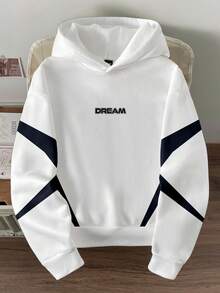 Manfinity Joysei 2 áo nỉ nam có mũ, phối màu tương phản, giữ ấm, thích hợp cho mùa thu/đông. - Đen và trắng - Xem 5