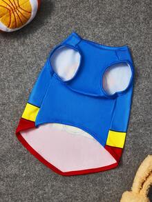 SUPERMAN X SHEIN 1 件电影卡通图案宠物背心，猫/狗衣服，尺码 XXS-XXXXL，特小号，特大号，角色扮演 - 彩色 - 查看 5