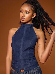 COUREZ 女士牛仔上衣 - 中等水洗藍 - 查看 7