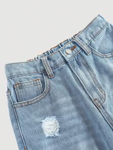 Tween GirlsBlue Distressed Loose Jeans - Medium Wash - View 6